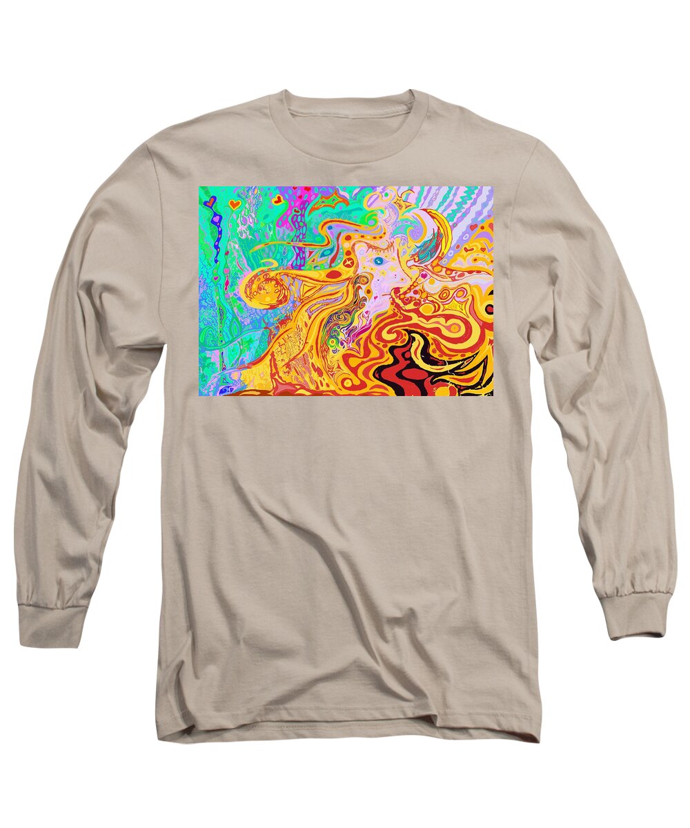 Hair Long Sleeve T-Shirt featuring the painting Hair of the Divine Universe by Julia Woodman