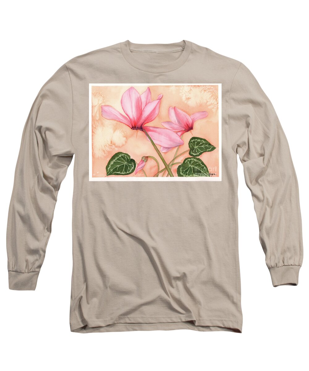 Cyclamen Long Sleeve T-Shirt featuring the painting Happy Dance by Hilda Wagner