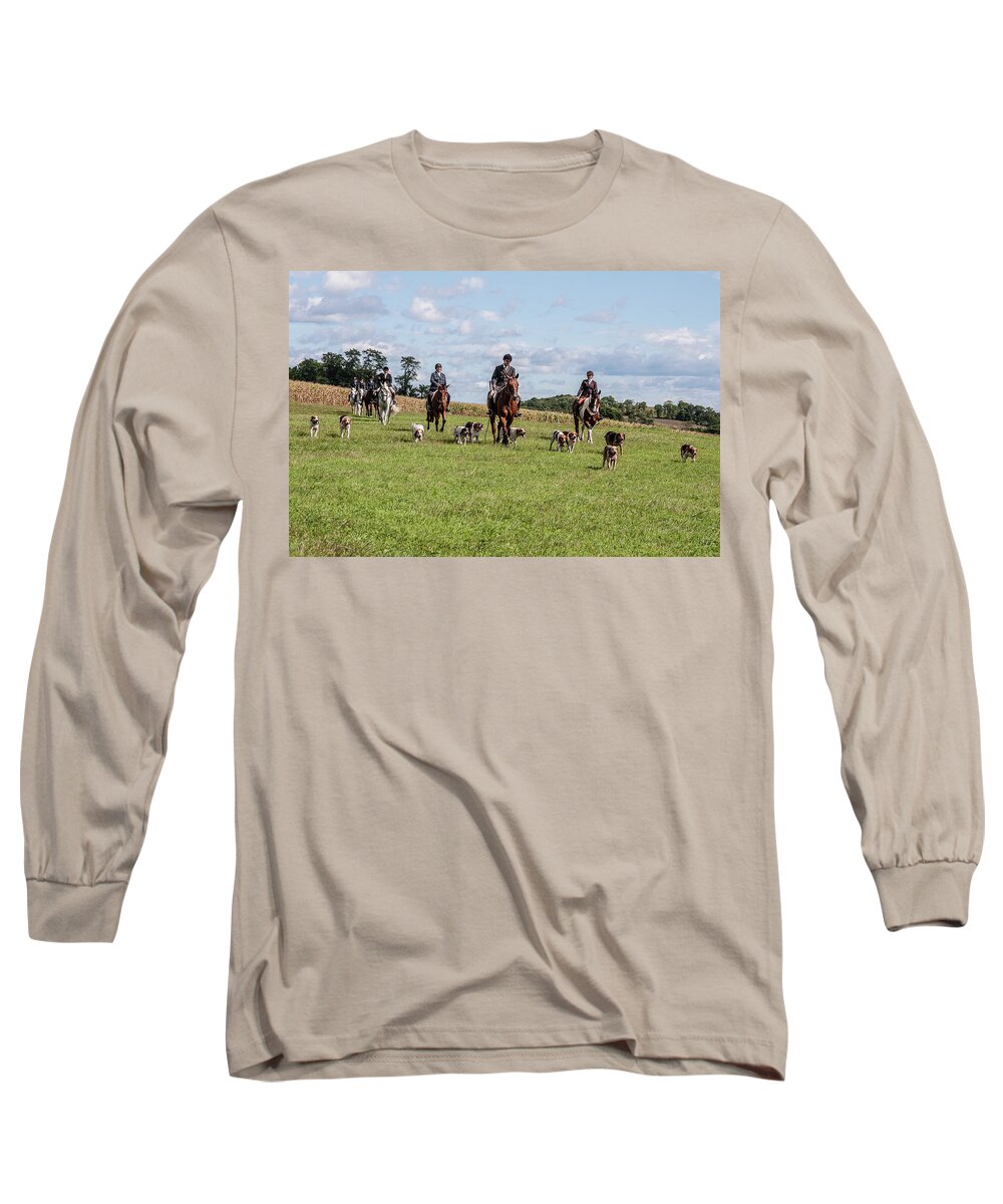 Hunt Long Sleeve T-Shirt featuring the photograph Happy Hounds by Pamela Taylor
