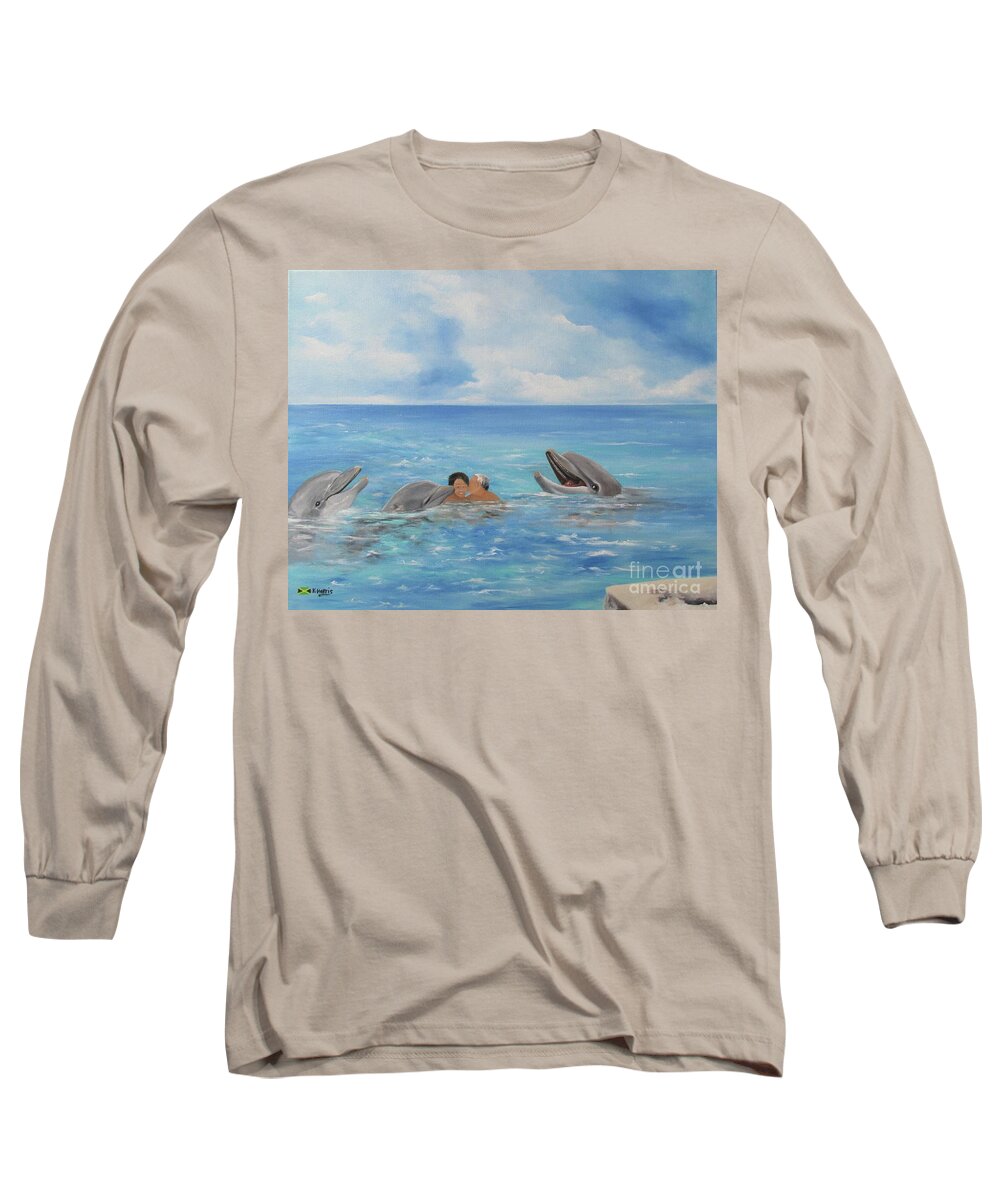 Jamaica Art Long Sleeve T-Shirt featuring the painting Happy Moments by Kenneth Harris