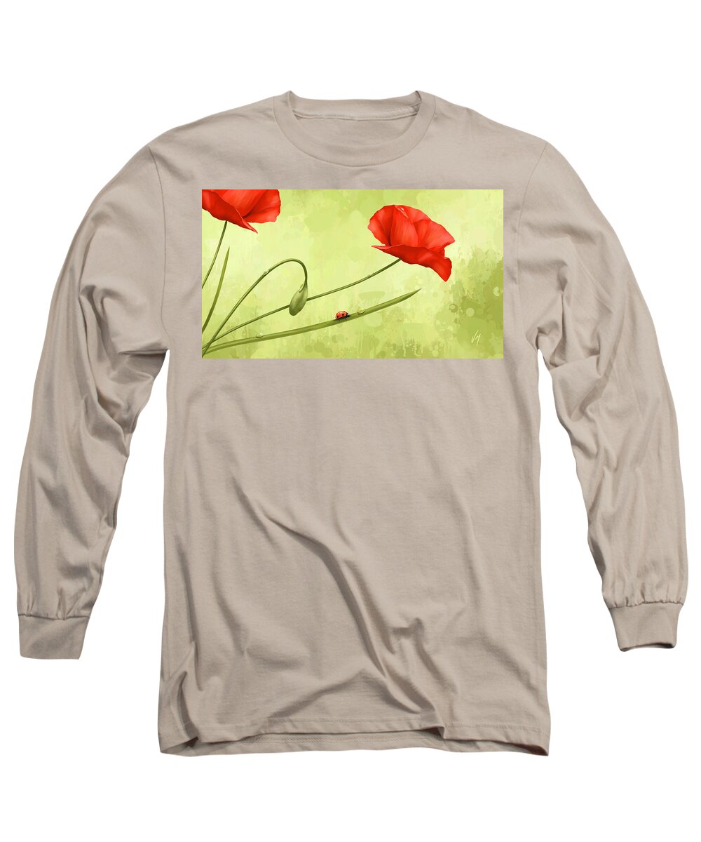 Poppy Long Sleeve T-Shirt featuring the painting Happy Mother's Day by Veronica Minozzi