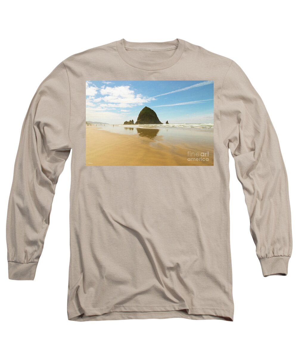 Haystack Rock Long Sleeve T-Shirt featuring the photograph Haystack Rock by Veronica Batterson
