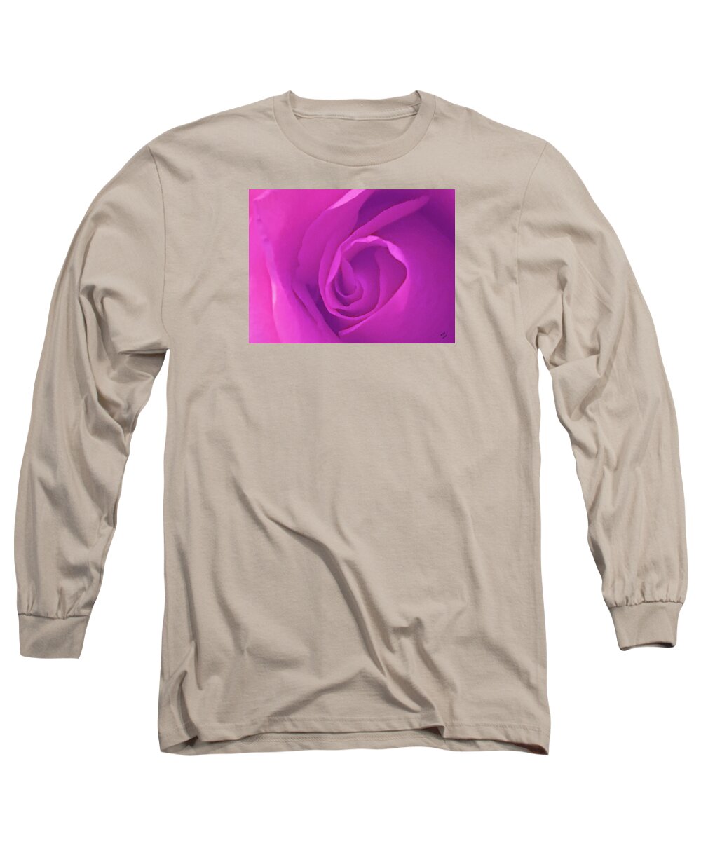 Soft Lavender Long Sleeve T-Shirt featuring the photograph Heart of the Rose by Marian Lonzetta