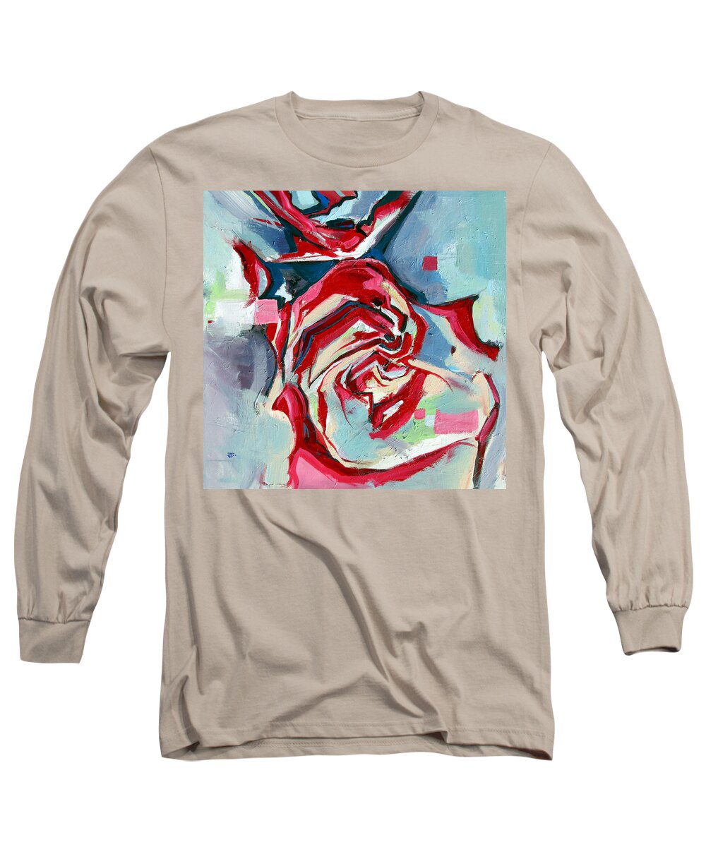 Florals Long Sleeve T-Shirt featuring the painting Heartfelt Rose by John Gholson