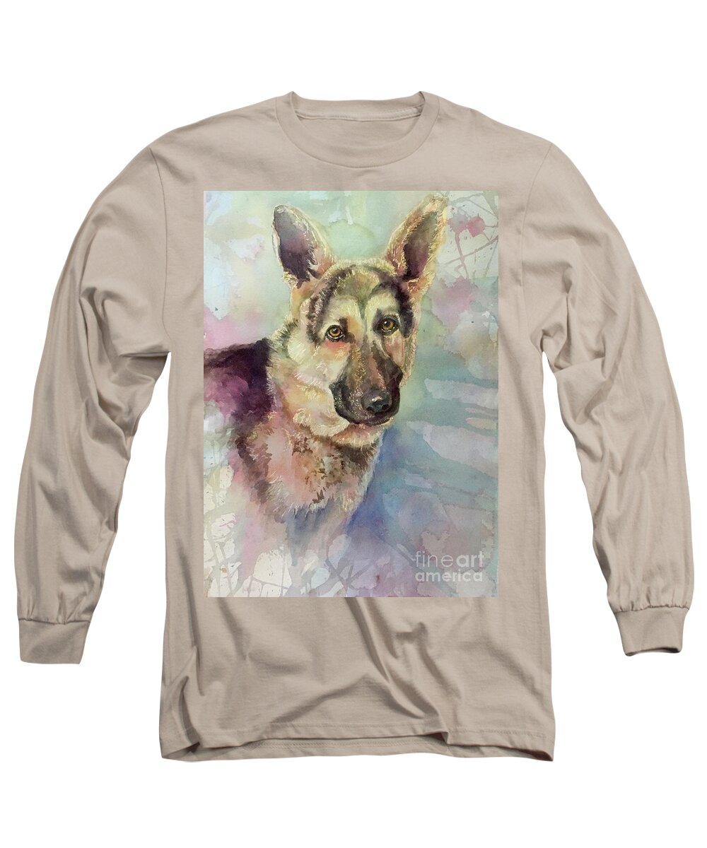 Dog Long Sleeve T-Shirt featuring the painting Heidi by Genie Morgan