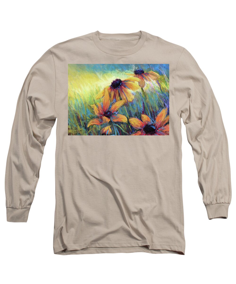 Black Eyed Susans Long Sleeve T-Shirt featuring the painting Hello Sunshie by Susan Jenkins
