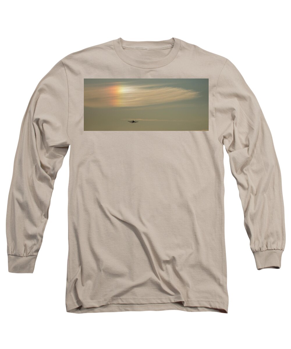 Plane Long Sleeve T-Shirt featuring the photograph Here We Go Into the Wild Blue Yonder by Dorothy Cunningham