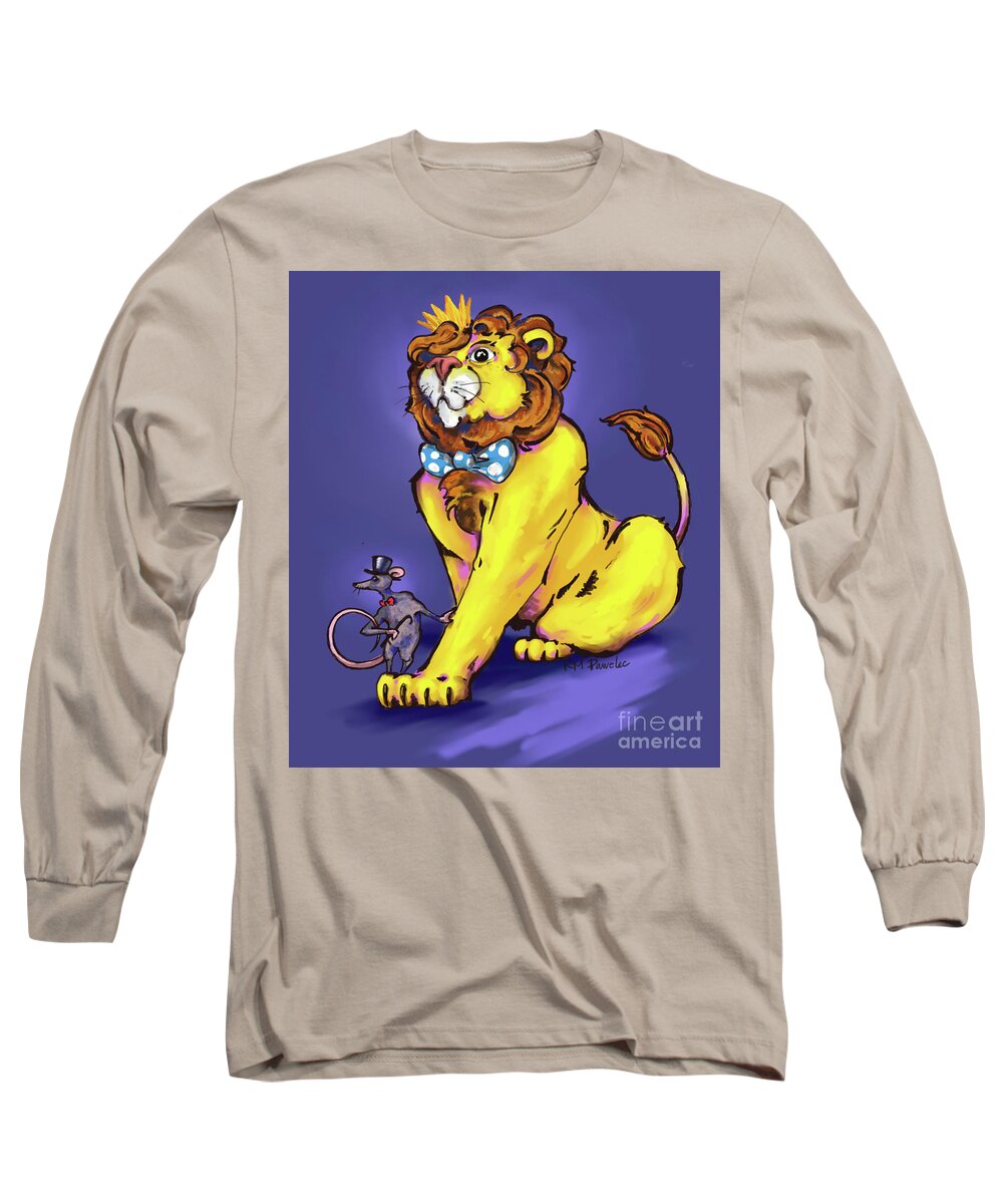 Lion Long Sleeve T-Shirt featuring the digital art High Society by K M Pawelec
