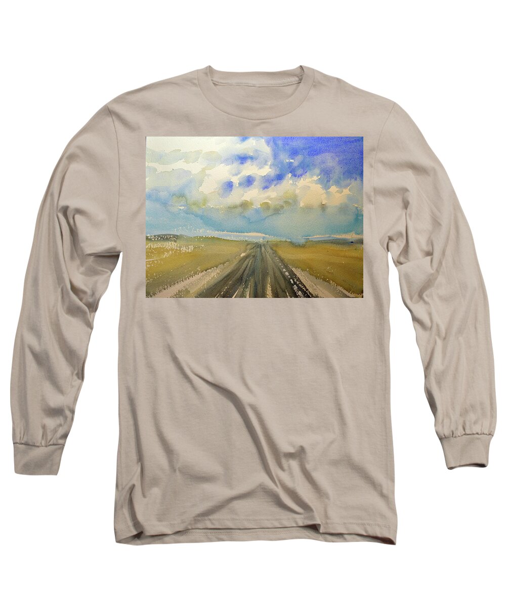Landscape Long Sleeve T-Shirt featuring the painting Highway by Lynne Haines