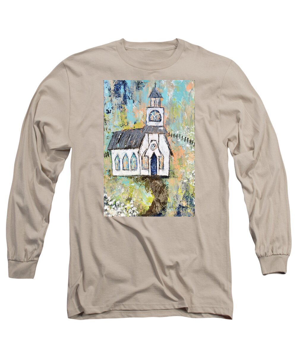 Church Long Sleeve T-Shirt featuring the painting His Purpose Will Prevail by Kirsten Koza Reed