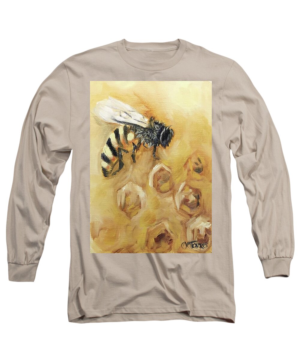 Bee Long Sleeve T-Shirt featuring the painting Honey Bee by Melissa Torres