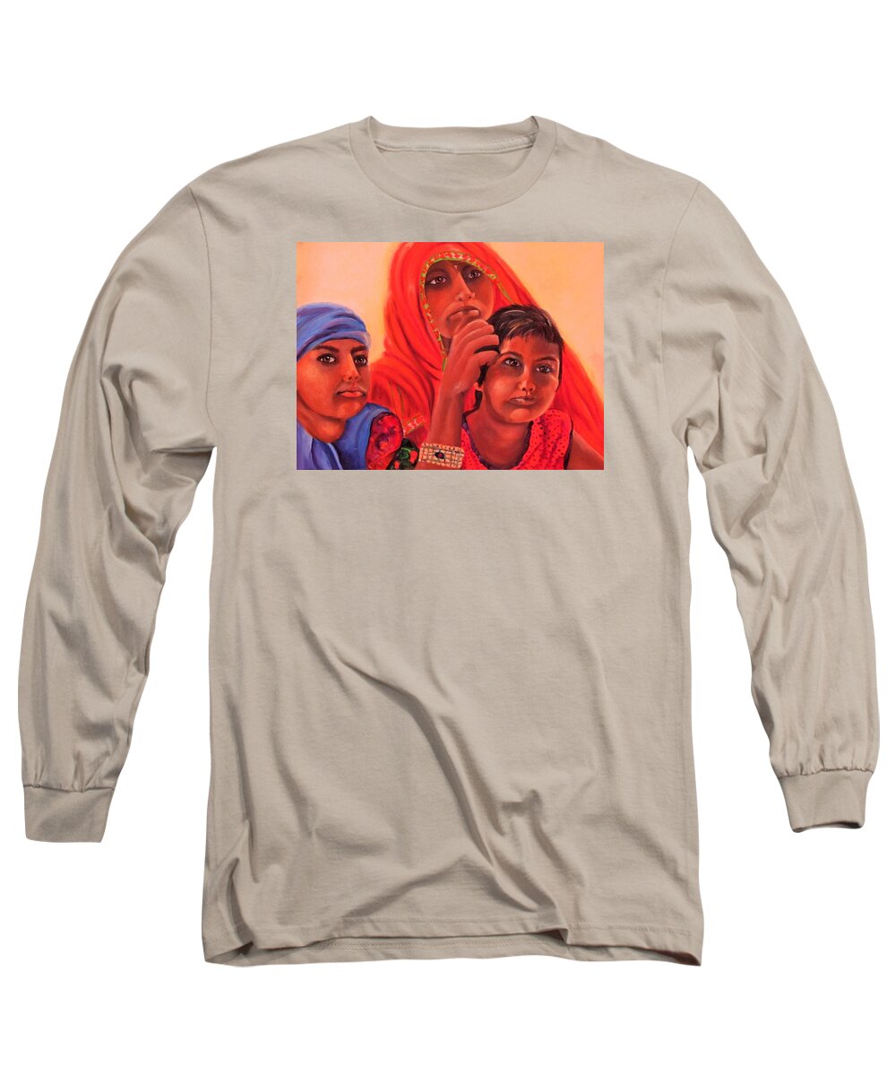 India Long Sleeve T-Shirt featuring the painting #hopeful in India by Carol Allen Anfinsen