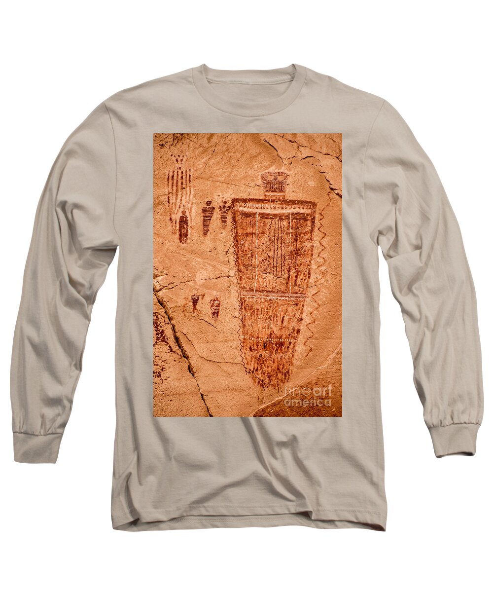Horseshoe Canyon Long Sleeve T-Shirt featuring the photograph Horseshoe Canyon Great Gallery Figure 7 Pictographs by Gary Whitton