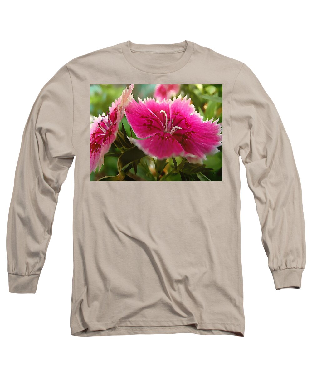 Flowers Long Sleeve T-Shirt featuring the mixed media Hot Pinks by Shelli Fitzpatrick