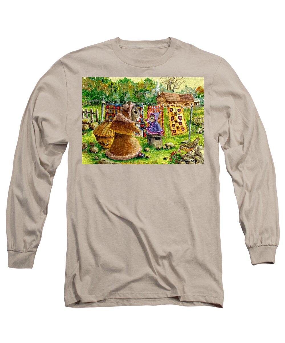 Mice Long Sleeve T-Shirt featuring the painting I Love You, Mommy by Jacquelin L Westerman
