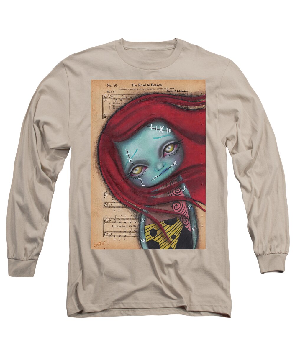 Nightmare Before Christmas Long Sleeve T-Shirt featuring the painting I sense there's something in the wind by Abril Andrade
