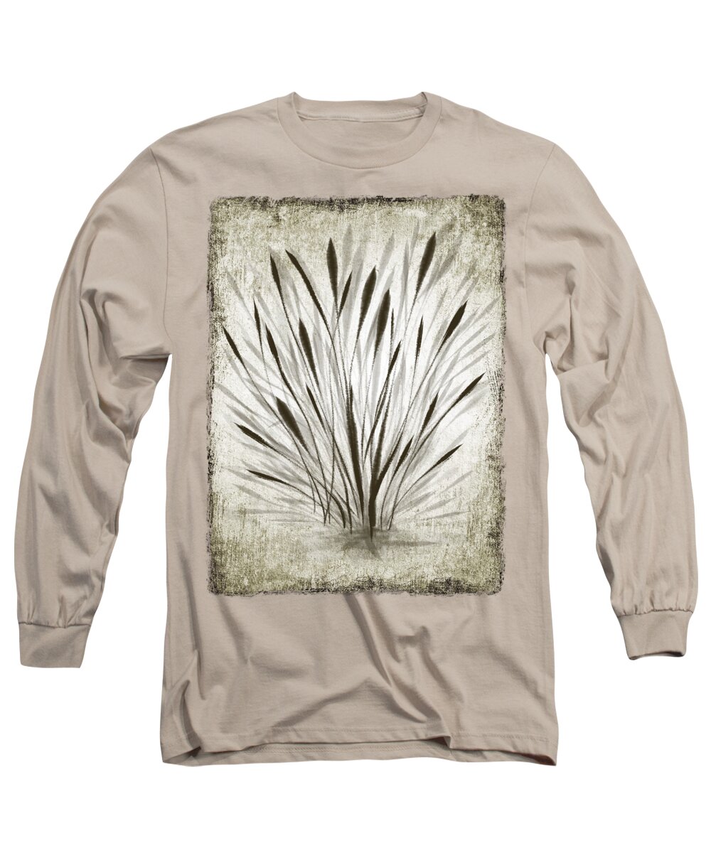 Ink Long Sleeve T-Shirt featuring the drawing Ink Grass by Ivana Westin