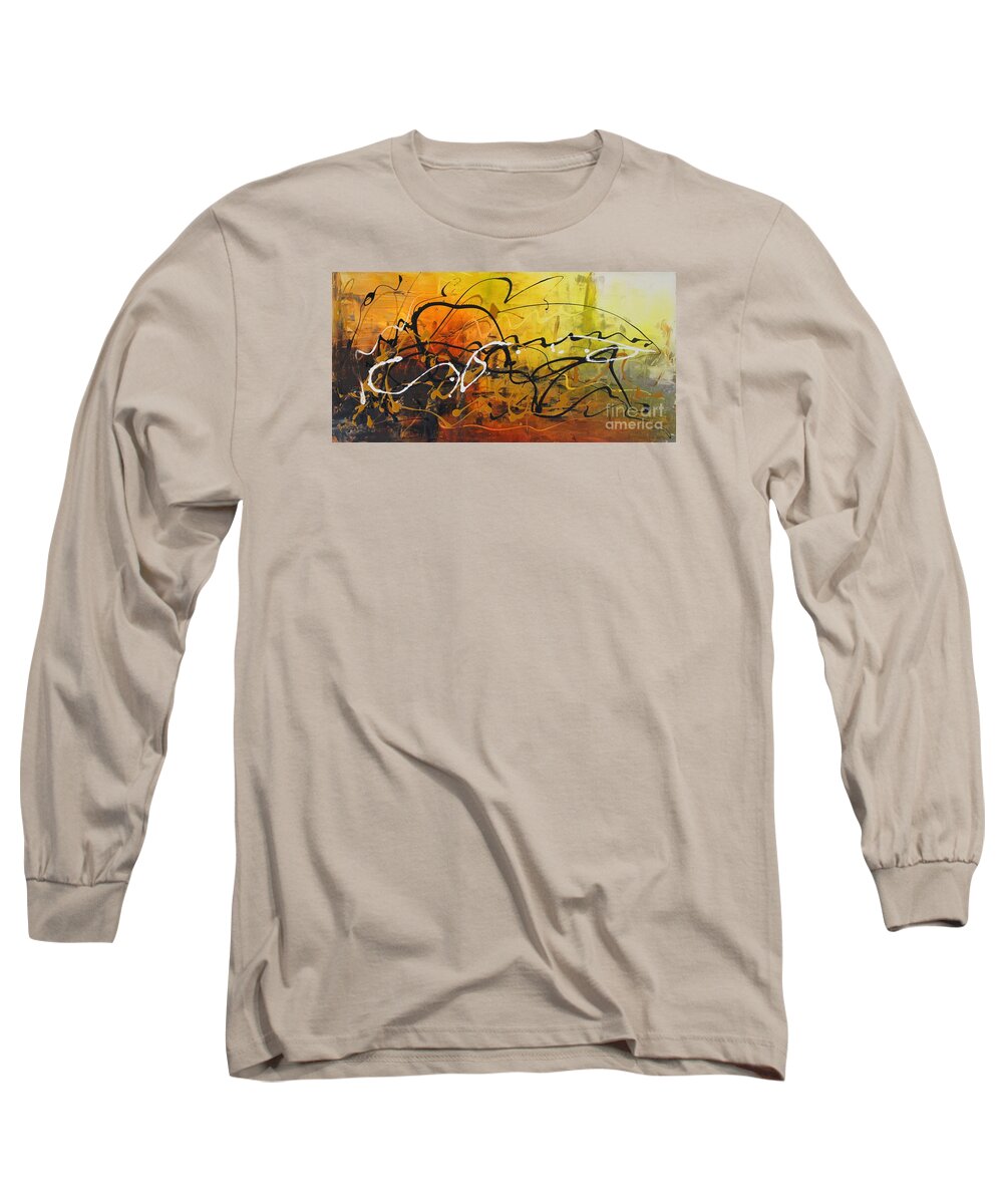 Black Long Sleeve T-Shirt featuring the painting Integration by Preethi Mathialagan