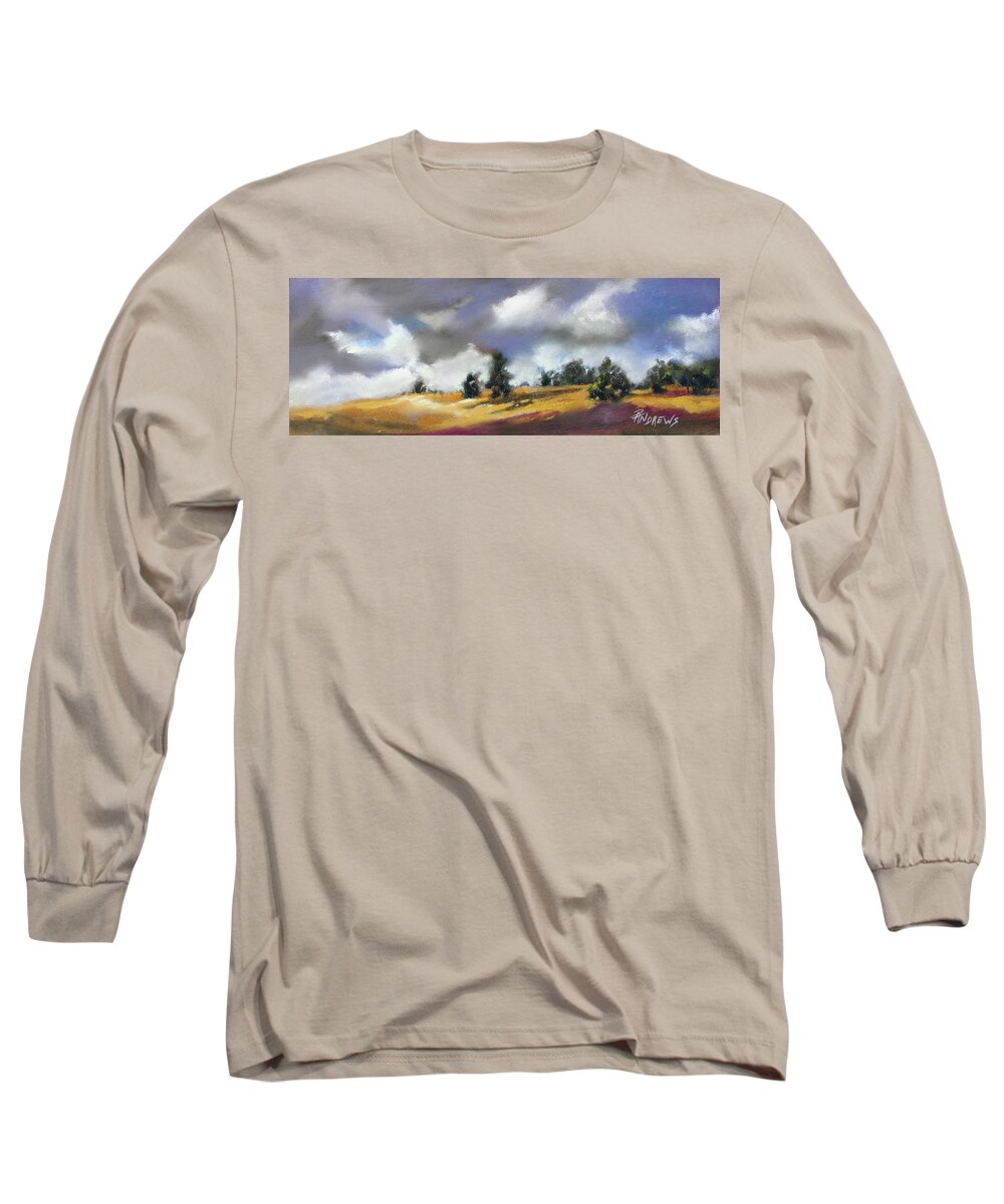 Landscape Long Sleeve T-Shirt featuring the painting It's Showtime by Rae Andrews