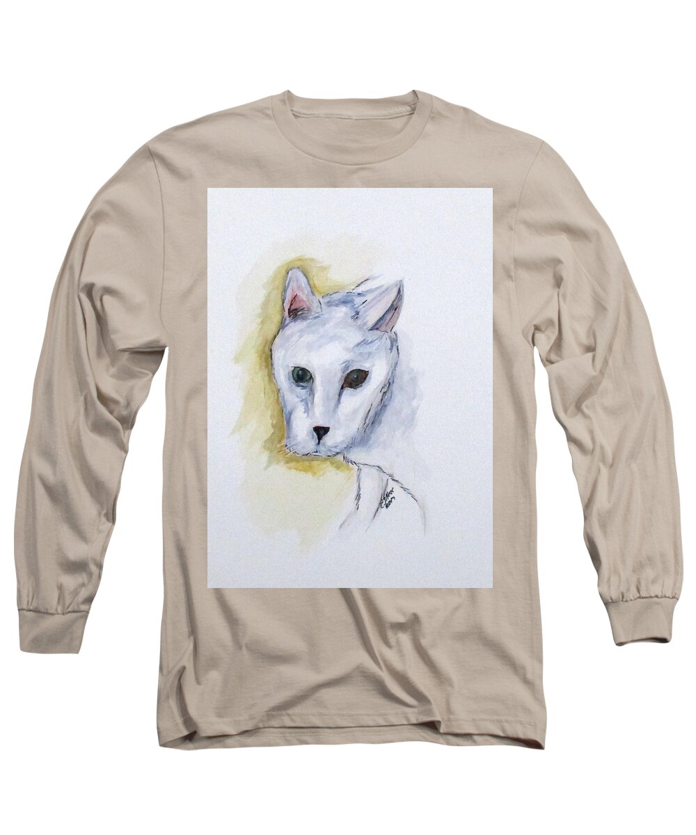 Cat Long Sleeve T-Shirt featuring the painting Jade The Cat by Clyde J Kell