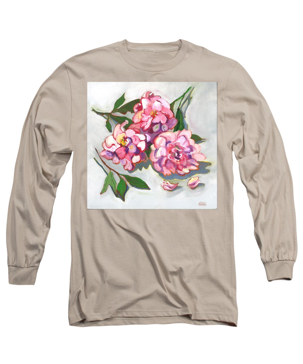 Peonies Long Sleeve T-Shirt featuring the painting June Peonies by Susan Thomas