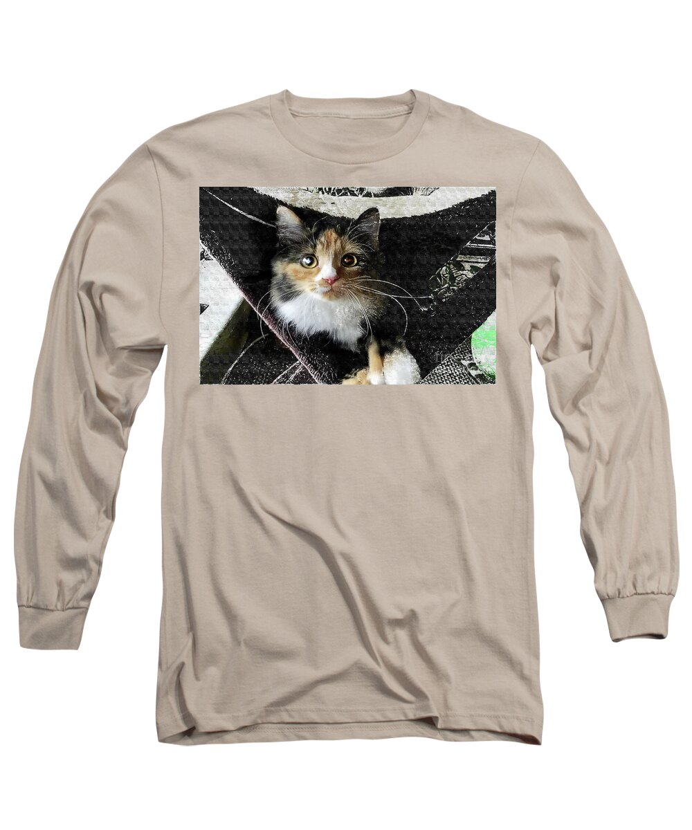 Cat Long Sleeve T-Shirt featuring the digital art Just Pepper by Deb Nakano