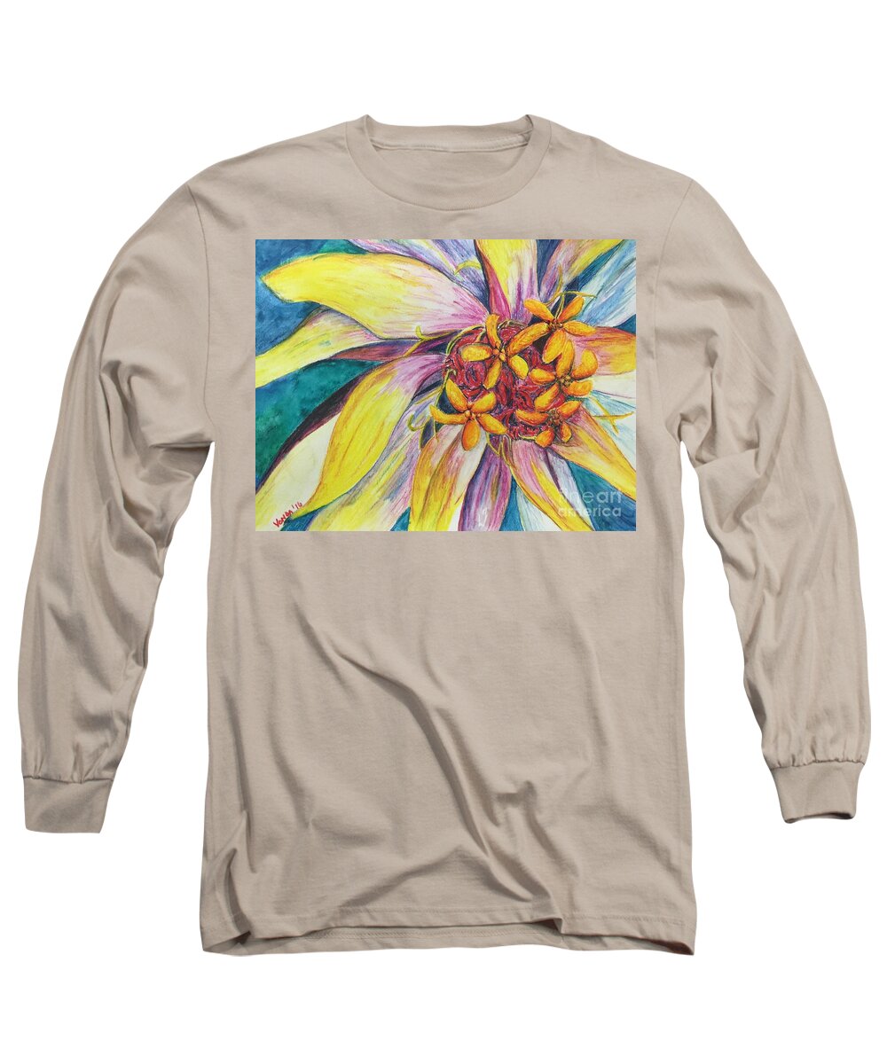 Macro Long Sleeve T-Shirt featuring the painting Kaleidoscope by Vonda Lawson-Rosa
