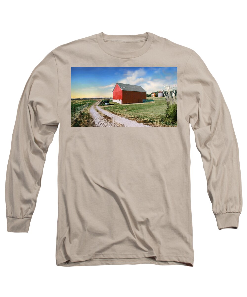 Barn Long Sleeve T-Shirt featuring the photograph Kansas landscape II by Steve Karol
