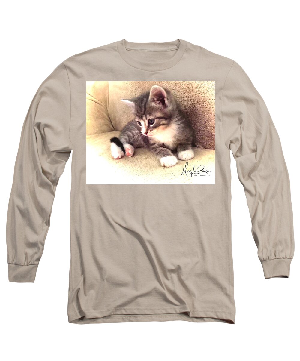Photograph Long Sleeve T-Shirt featuring the photograph Kitten Deep In Thought by MaryLee Parker