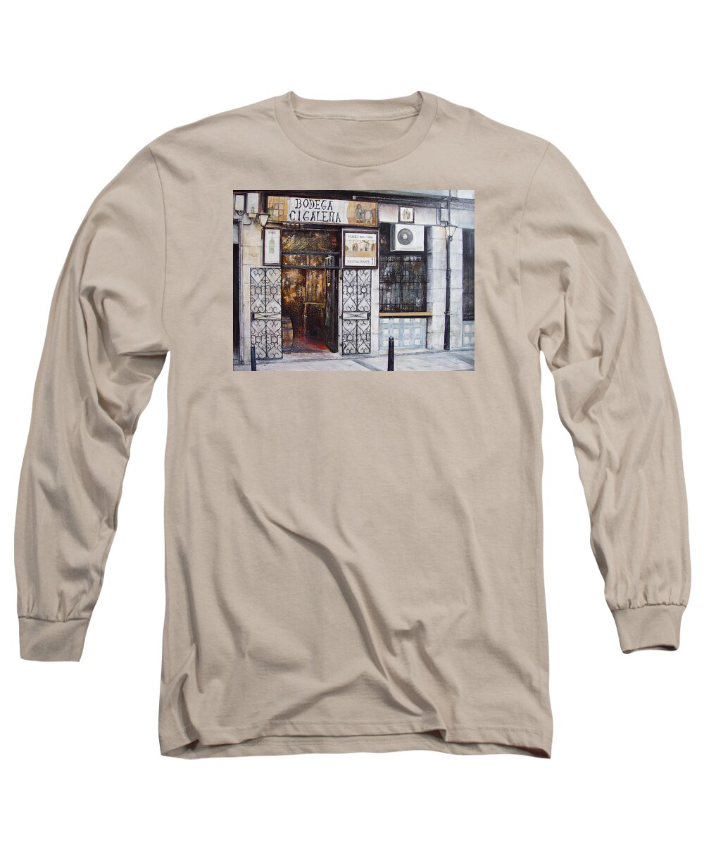 Bodega Long Sleeve T-Shirt featuring the painting La Cigalena Old Restaurant by Tomas Castano