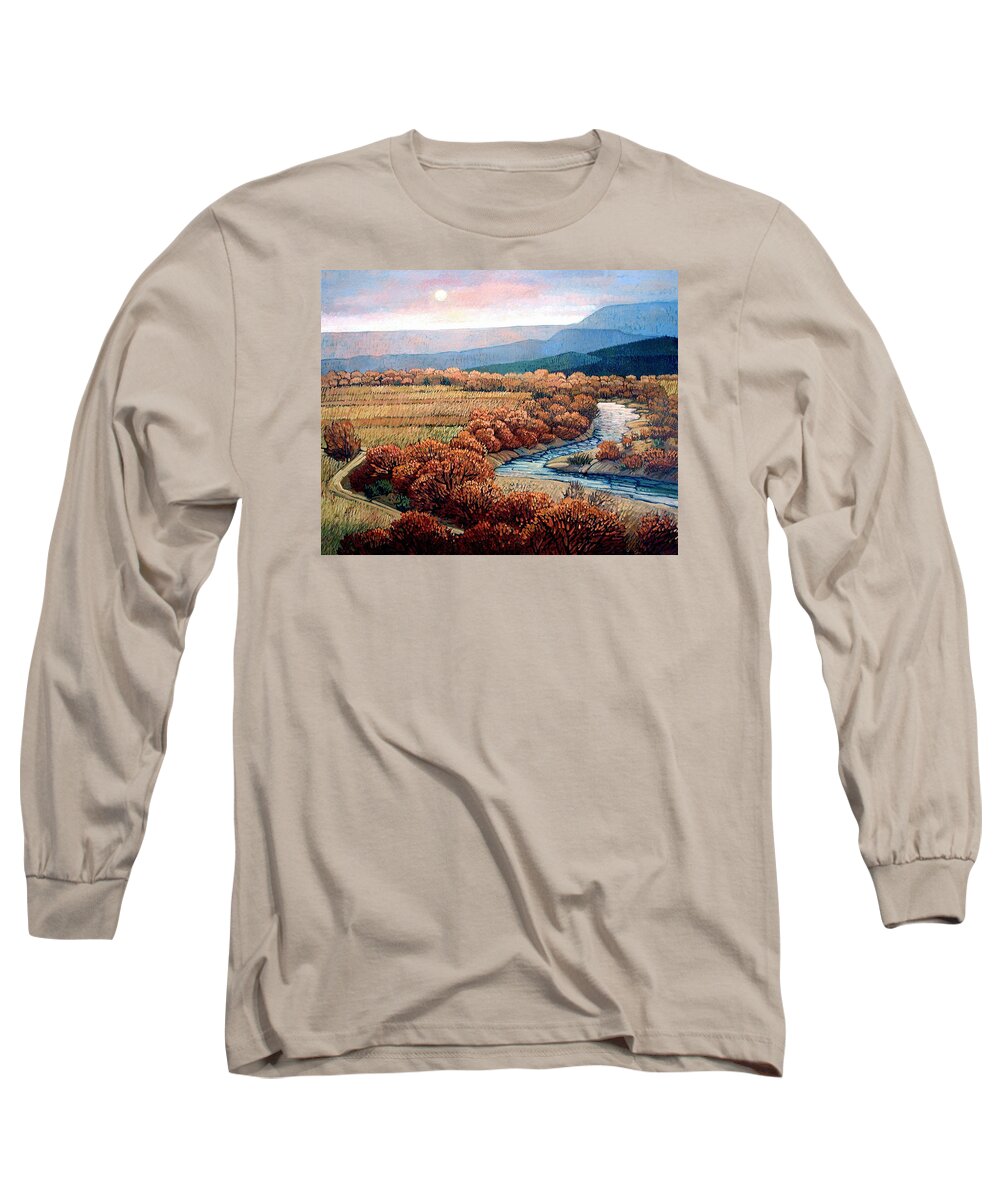 New Mexico Long Sleeve T-Shirt featuring the painting La Noche de Abiquiu by Donna Clair