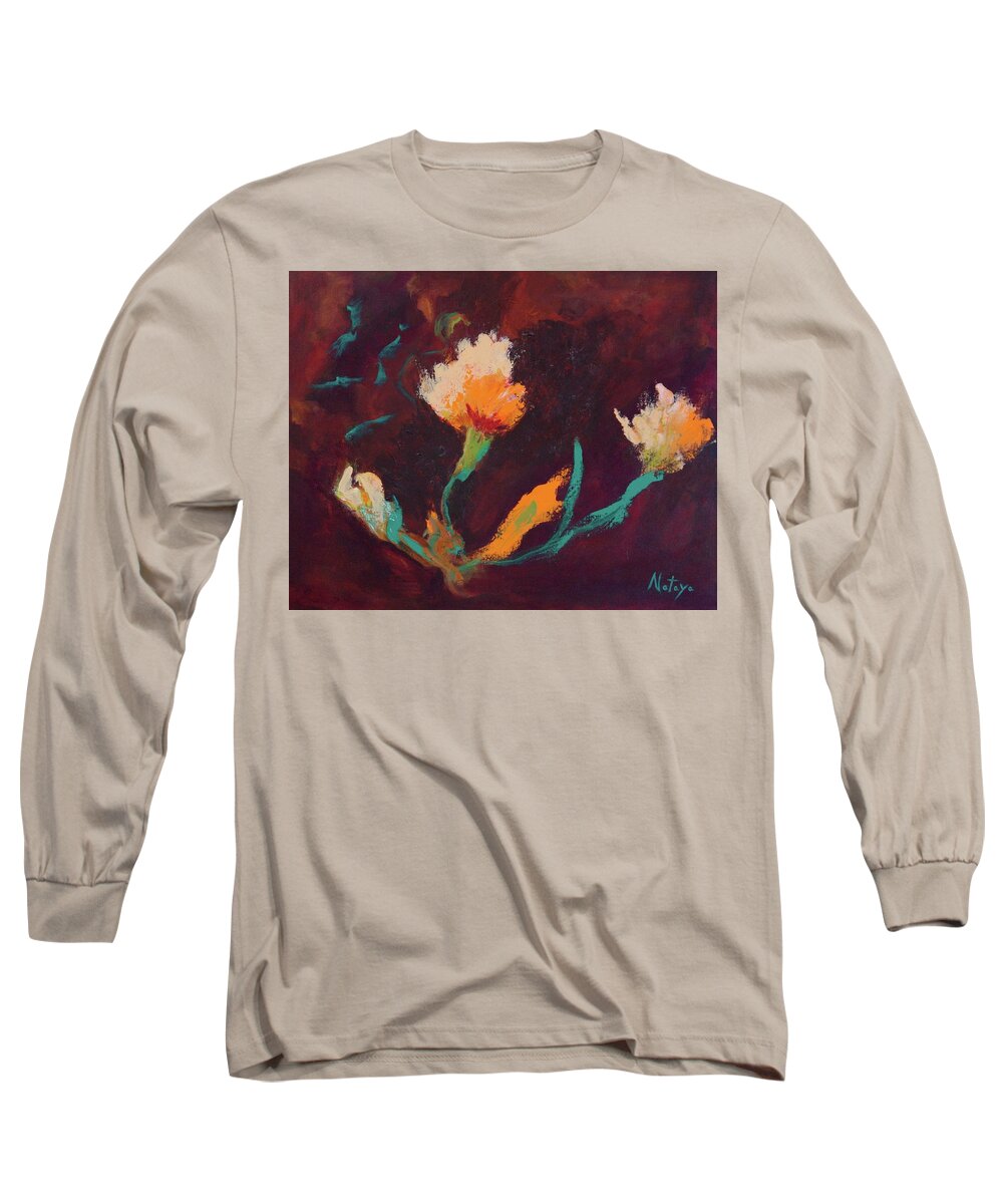 Fantasy Long Sleeve T-Shirt featuring the painting Les Trois by Nataya Crow