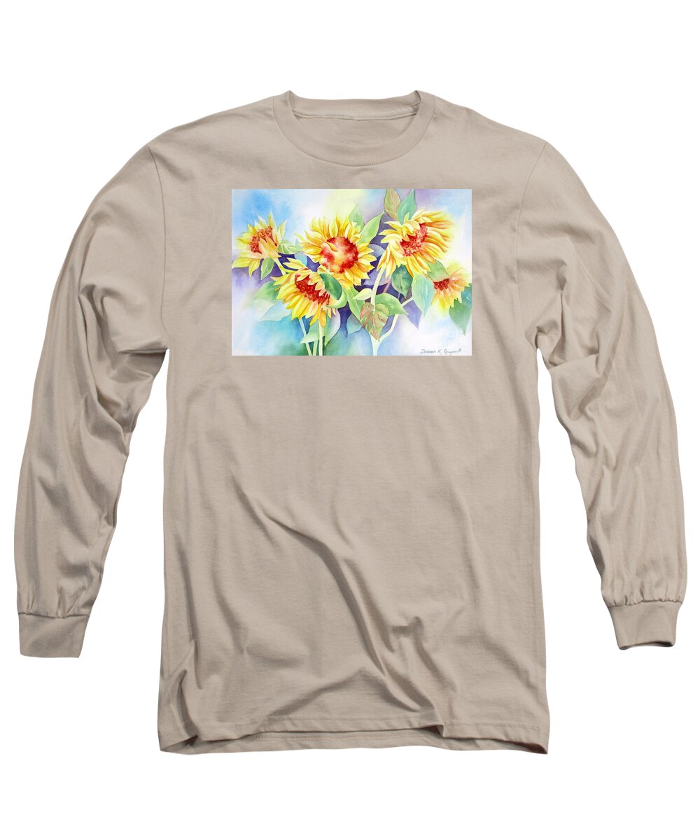 Sunflowers Long Sleeve T-Shirt featuring the painting Ladies In Waiting by Deborah Ronglien
