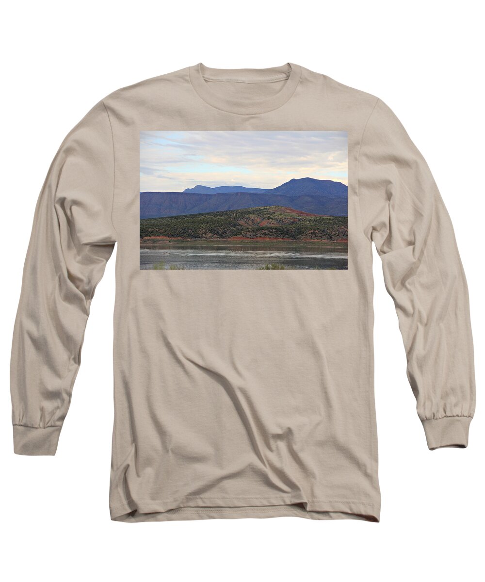 Landscape Long Sleeve T-Shirt featuring the painting Lake Roosevelt 1 by Matalyn Gardner