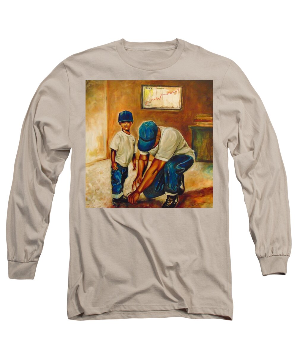 African American Art Long Sleeve T-Shirt featuring the painting Law Of Success by Emery Franklin