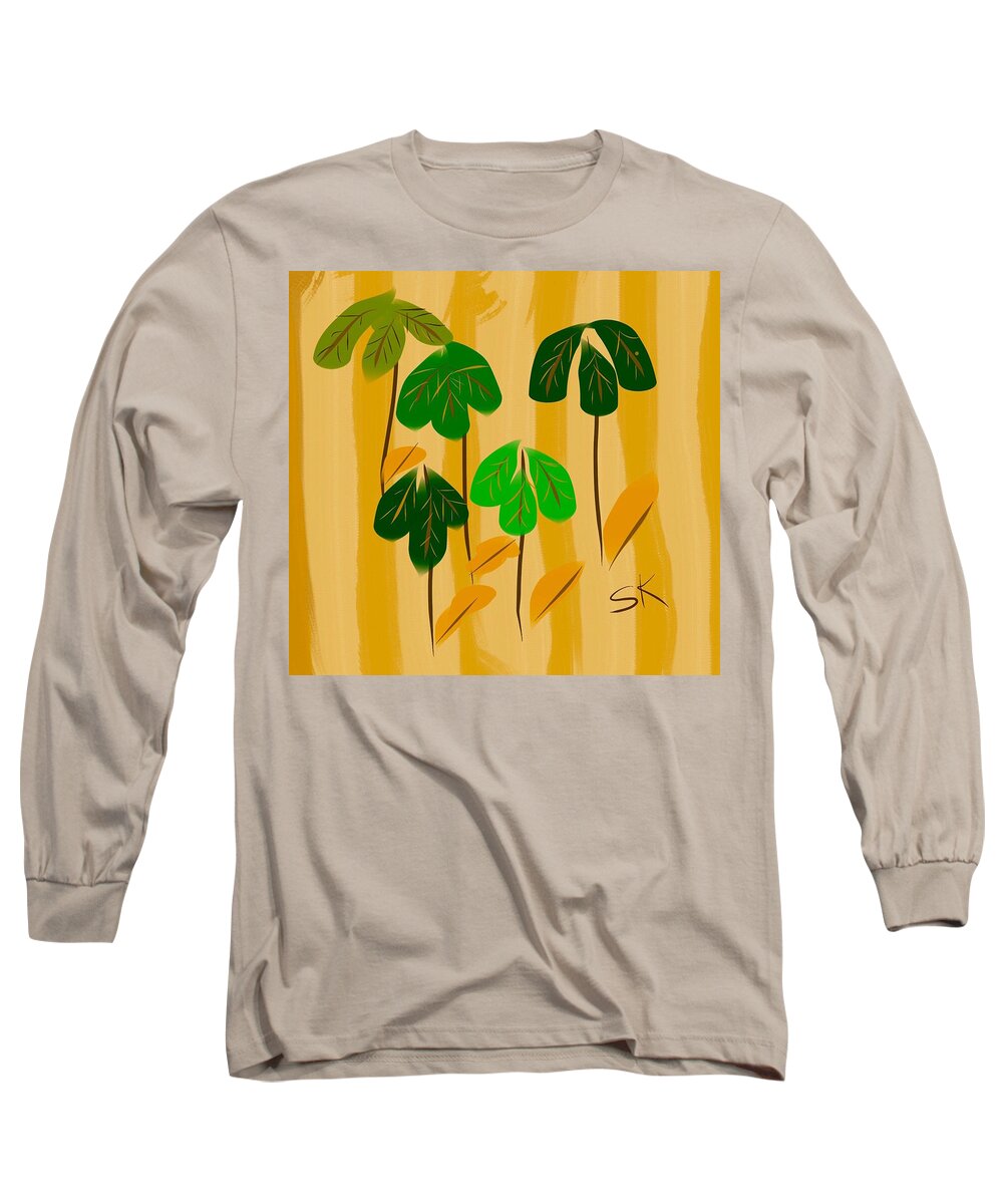 Leaves Long Sleeve T-Shirt featuring the digital art Leaf Surfing by Sherry Killam