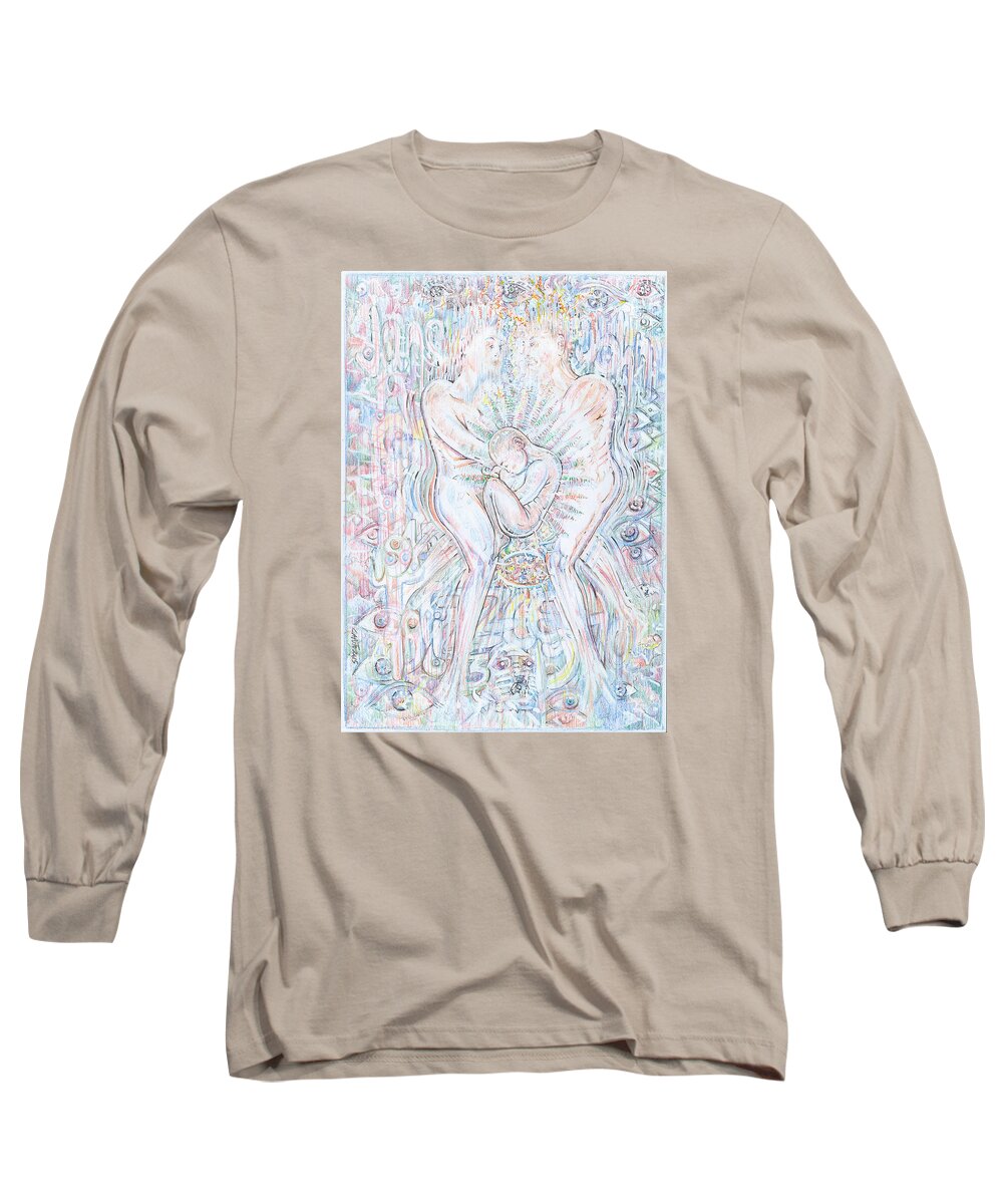 Abstract Long Sleeve T-Shirt featuring the mixed media Life Series 1 by Giovanni Caputo