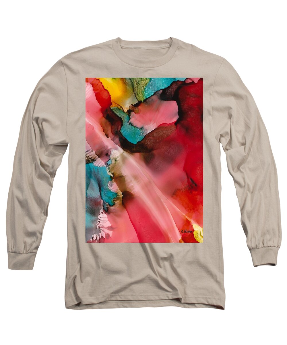 Abstract Long Sleeve T-Shirt featuring the painting Light From Above by Susan Kubes