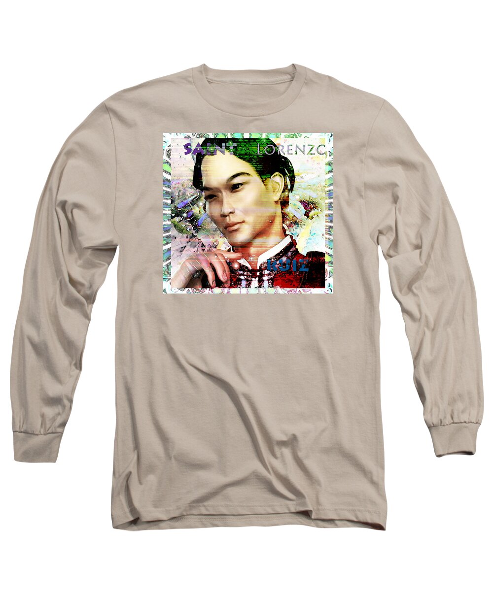 Saint Lorenzo Ruiz Long Sleeve T-Shirt featuring the painting Light of the Phillipines by Suzanne Silvir