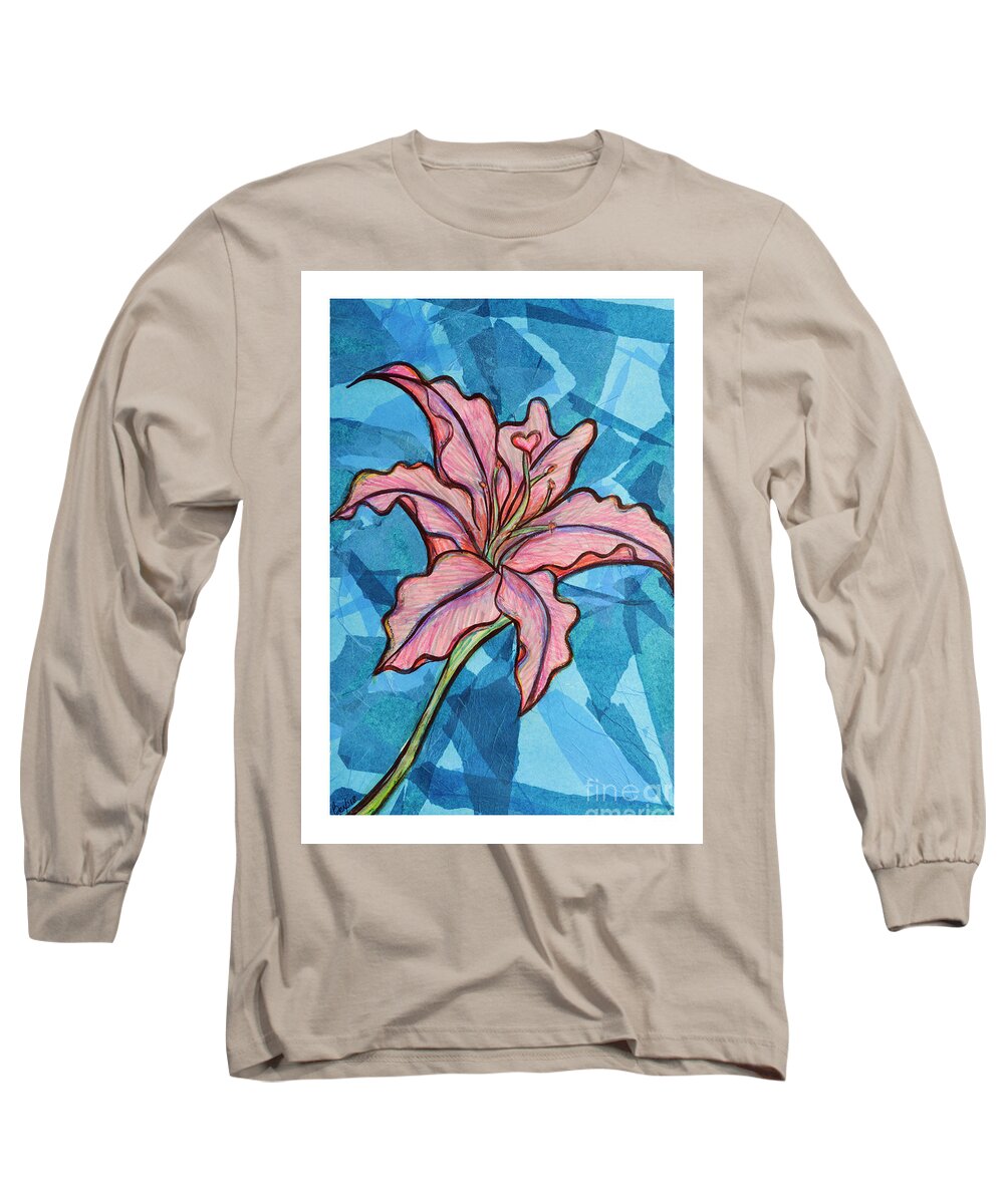 Lily Long Sleeve T-Shirt featuring the mixed media Lily by Rebecca Weeks