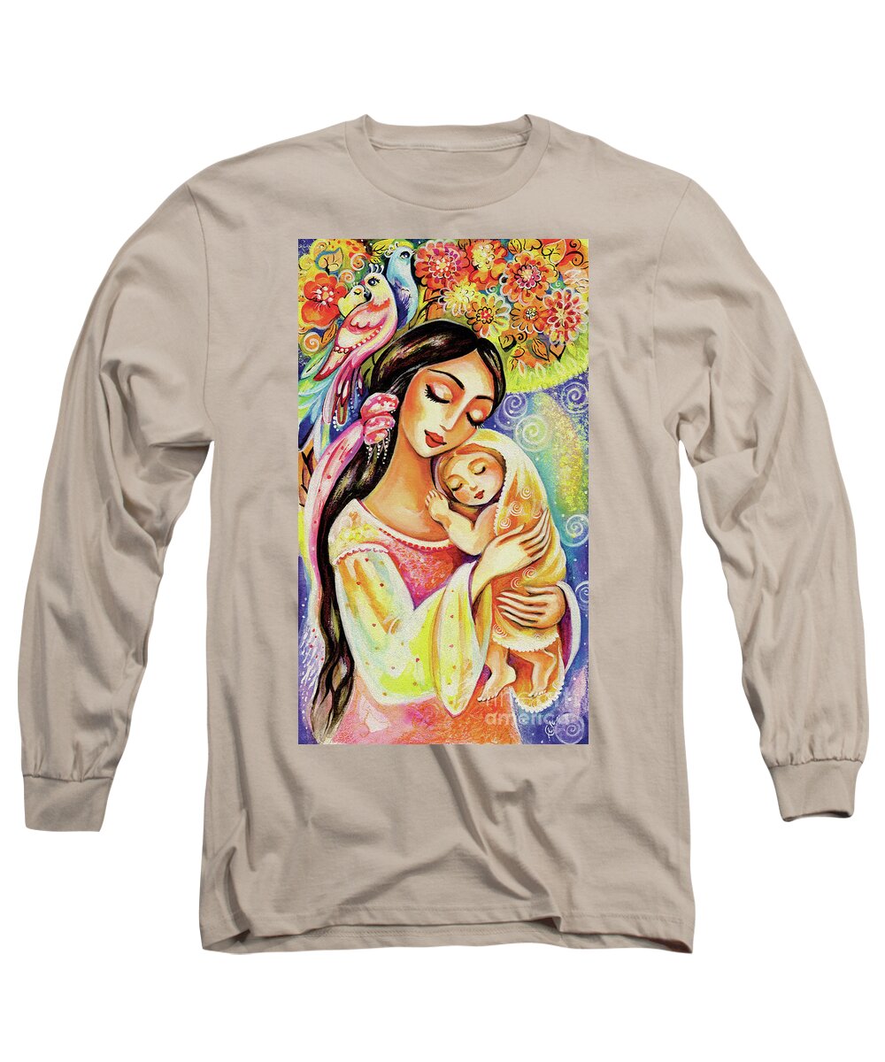 Mother And Child Long Sleeve T-Shirt featuring the painting Little Angel Dreaming by Eva Campbell