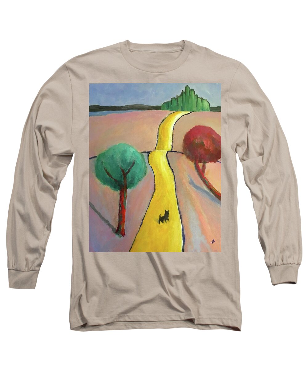 Oz Long Sleeve T-Shirt featuring the painting Lost in Oz by Victoria Lakes