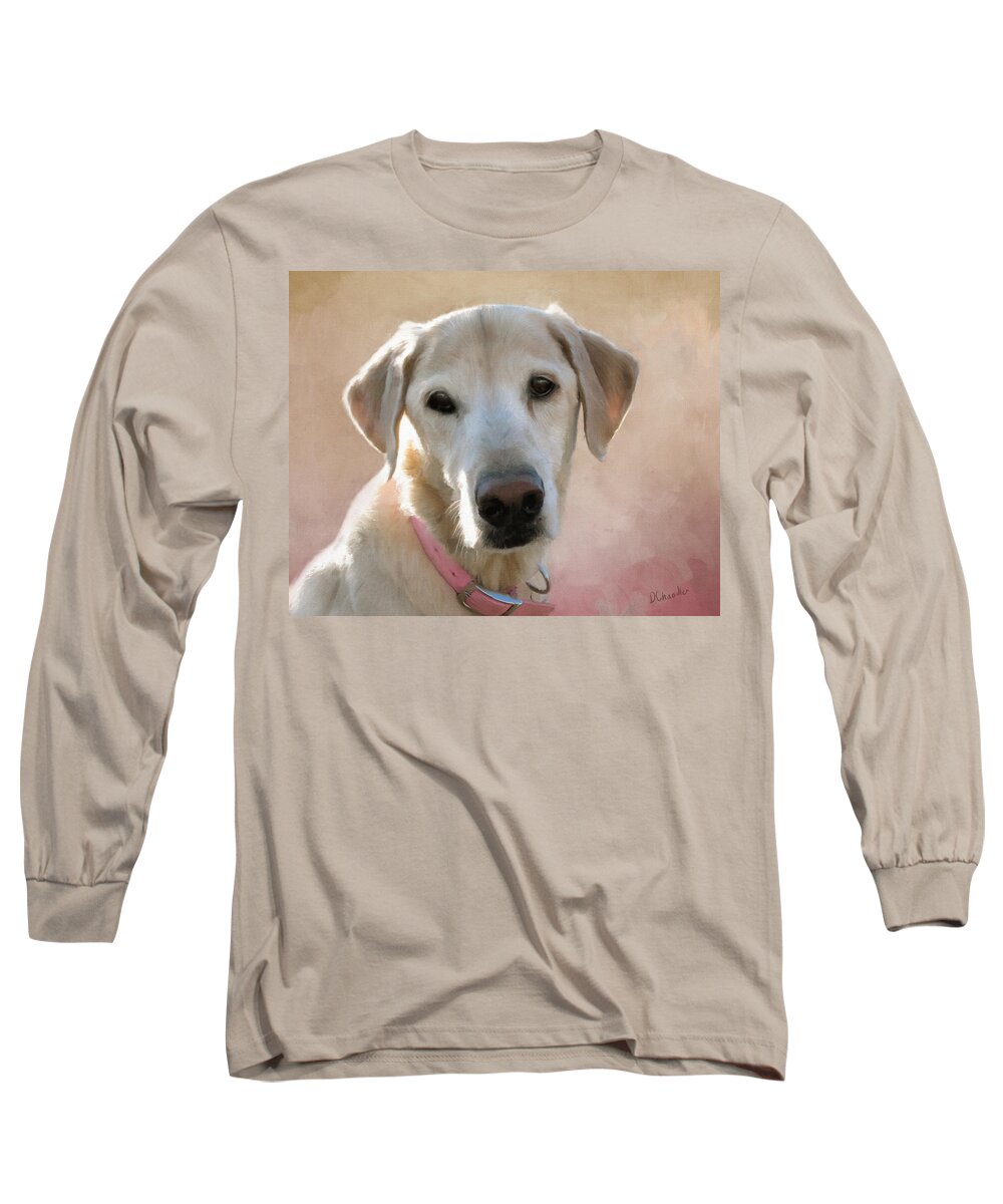 Dog Long Sleeve T-Shirt featuring the painting Lucy in Pink by Diane Chandler