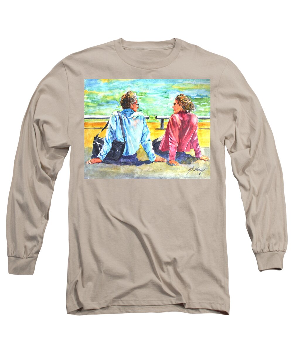 Watercolour Long Sleeve T-Shirt featuring the painting Lunch Break by Betty M M Wong