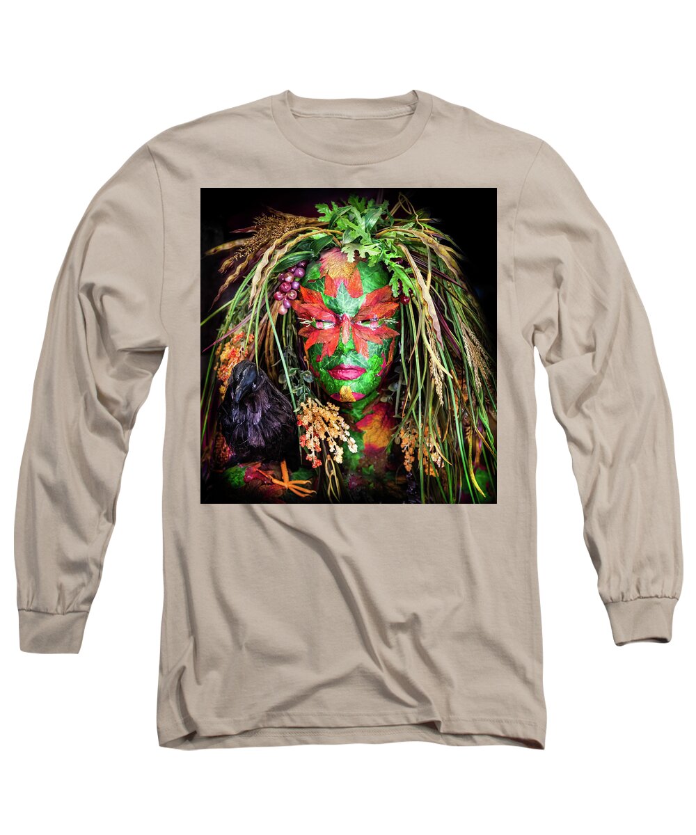 Autumn Straw Long Sleeve T-Shirt featuring the photograph MAIDEN of EARTH by Karen Wiles