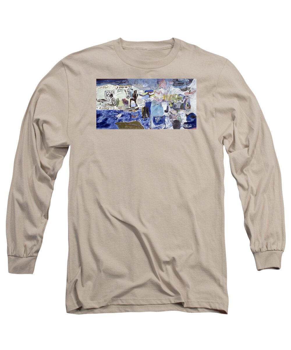 Mapping Long Sleeve T-Shirt featuring the painting Mapping In Our Life by Richard Baron