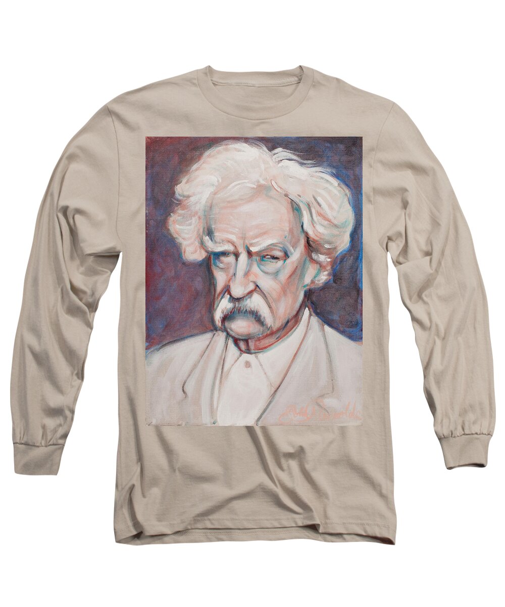 Mark Twain Long Sleeve T-Shirt featuring the painting Mark Twain by John Reynolds