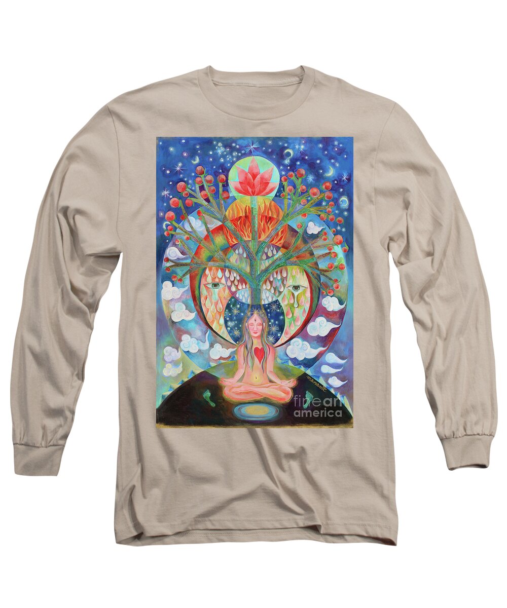 Meditation Long Sleeve T-Shirt featuring the painting Meditation by Manami Lingerfelt