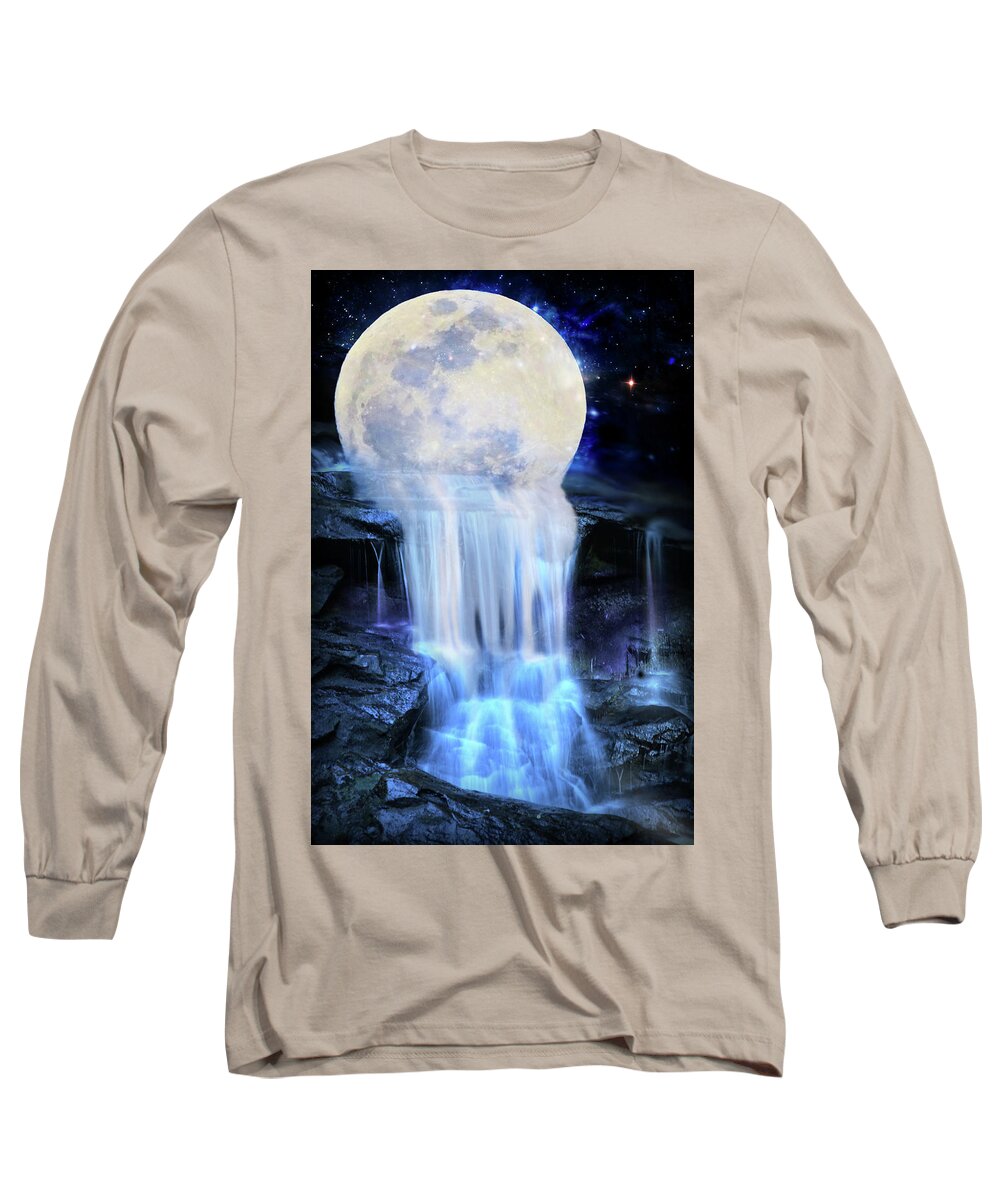 Moon Long Sleeve T-Shirt featuring the digital art Melted moon by Lilia S