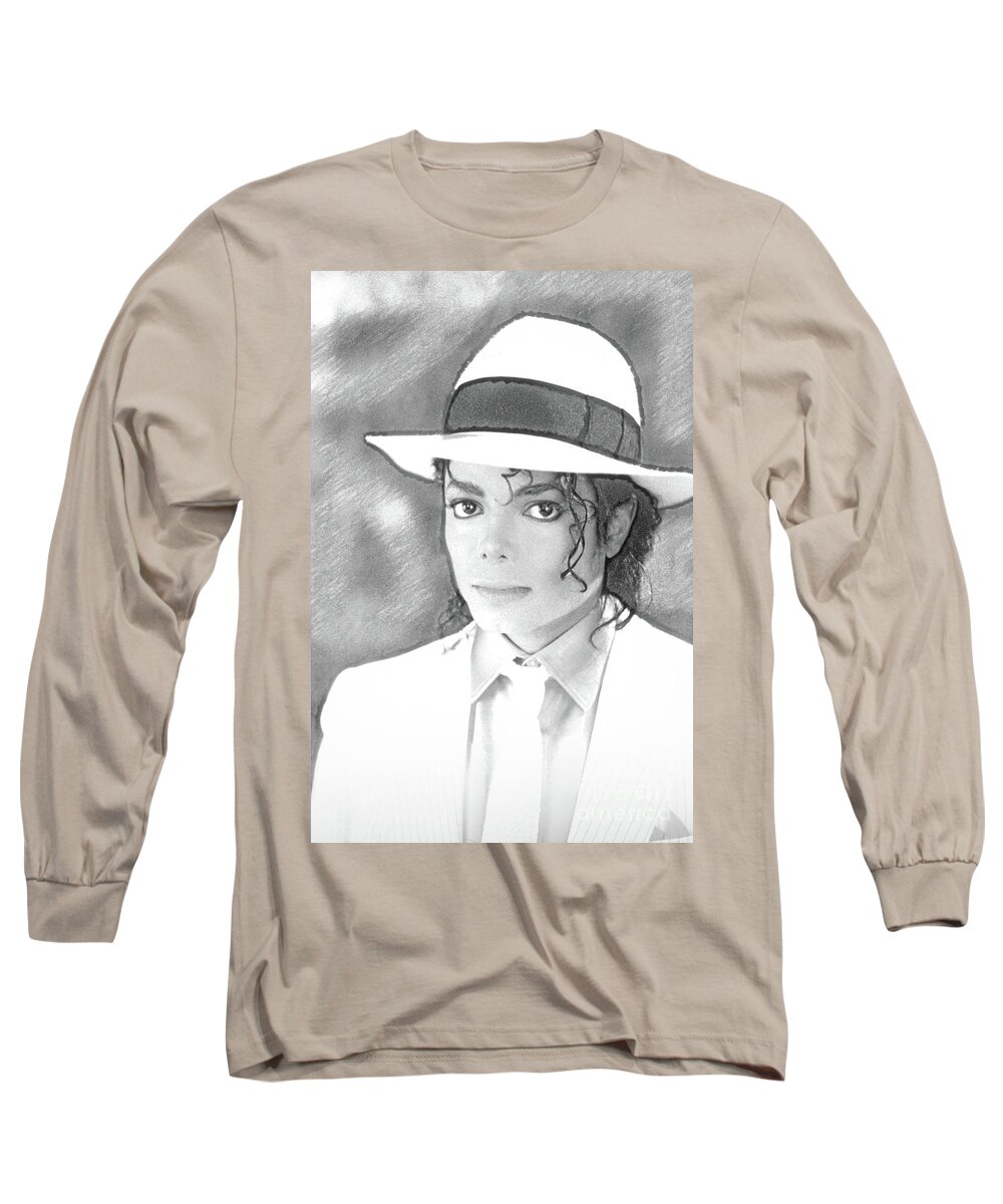 Michael Jackson Long Sleeve T-Shirt featuring the photograph Michael Jackson in Pen and Ink by Doc Braham